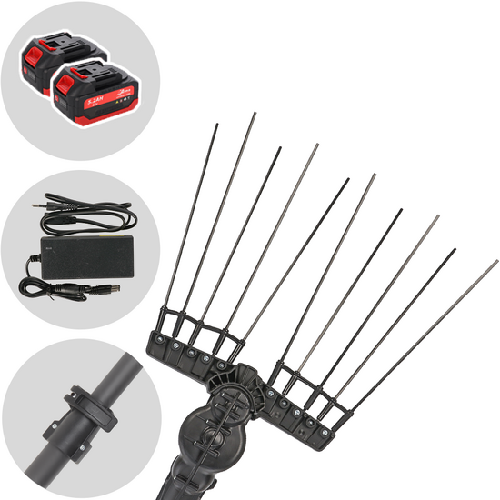 Aima Twigo Basic Cordless - Vareador de aceitunas el&eacute;ctrico a bater&iacute;a - P&eacute;rtiga fija de aluminio 195-300cm - 2 x 21V 5.2Ah