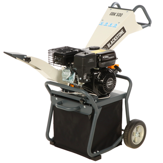 BlackStone GBK 500 - Biotrituradora de gasolina  2en1 con recogedor o descarga en tolva - Motor Ducar 7 HP