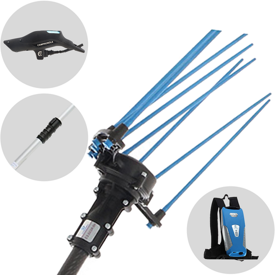 Campagnola HERCULES 58V - P&eacute;rtiga de aluminio - 200 - 270 cm - Vareador de aceitunas el&eacute;ctrico de bater&iacute;a - Bater&iacute;a de mochila incluida