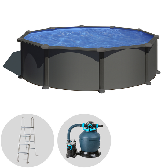 Gre Anthracite Redonda &Oslash;460 x 132 cm - Piscina desmontable de acero