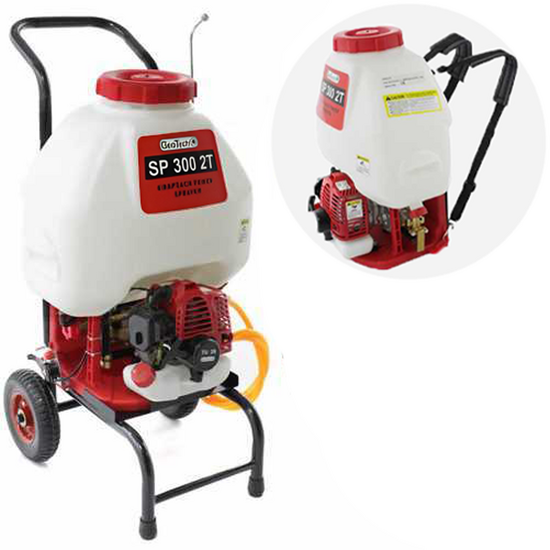 GeoTech SP 300 2T - Pulverizador de gasolina - De mochila + carro - 2 tiempos de mezcla