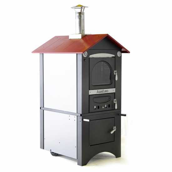 Horno de le&ntilde;a de exterior Medius 80 EXT  en acero - Ventilado -  con techo rojo