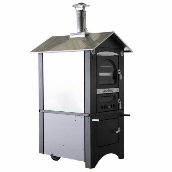 Horno de le&ntilde;a de exterior Medius 80 EXT en acero - Ventilado con techo en INOX