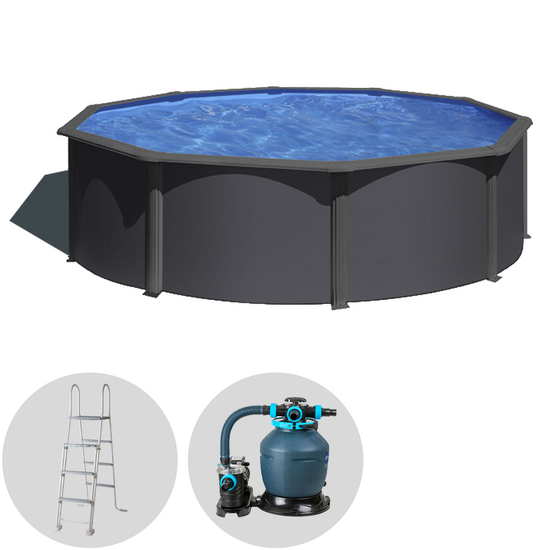 Gre Anthracite Redonda Ø460 x 120 cm - Piscina desmontable de acero