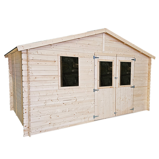 Alce Sara 396x396 - Caseta de jardín de madera - Con ventanas - 396x396x236