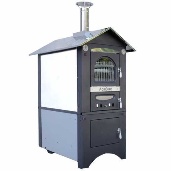 Horno de le&ntilde;a de exterior Medius Plus 100 EXT en acero - Ventilado con techo en INOX