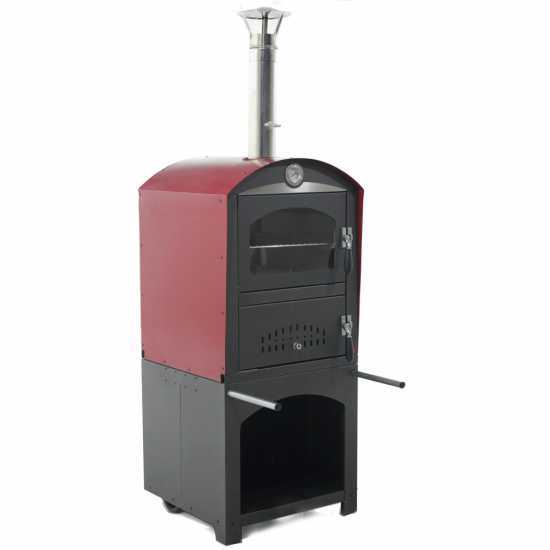 Horno de le&ntilde;a de exterior Minimus 50 Mini EXT en acero - Techo rojo