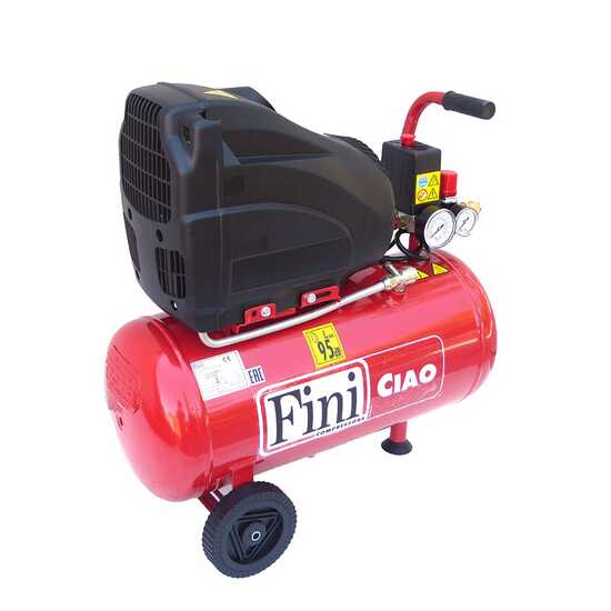 Fini Ciao 24 - Compresor de aire el&eacute;ctrico port&aacute;til monof&aacute;sico, sin aceite - Motor 1,5 HP - 24 L
