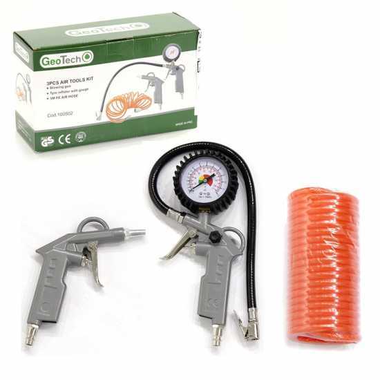 Kit accesorios neum&aacute;ticos para compresor 3 piezas - GeoTech