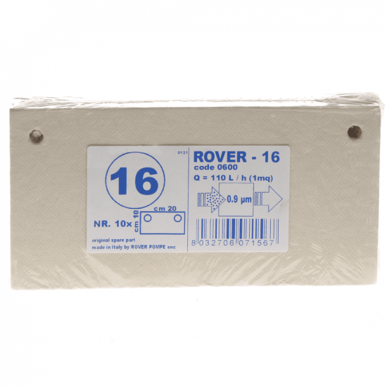 Tipo 16 - n.10 cartones filtrantes Rover para bomba con filtro Pulcino - 20x10 cm