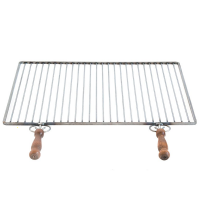 Parrilla de hierro forjado -  Hierro Natural -  Mangos de madera anti-quemaduras