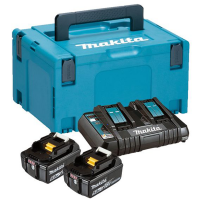 Cargador de bater&iacute;as Makita +  2 bater&iacute;as 18V 5Ah con maleta