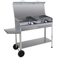 Mille Achille Big - Barbacoa de carb&oacute;n de acero inox artesanal - 2x 47,5x37cm