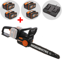 Worx WG385E Nitro - Electrosierra de bater&iacute;a 2x40V/4Ah + 2x40V/4Ah gratis - Espada de 40 cm