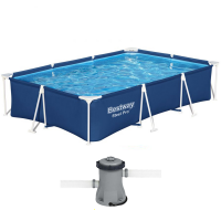 Bestway Steel Pro 56411 - 300x201x66 cm - Piscina desmontable + Bomba filtro 16 W