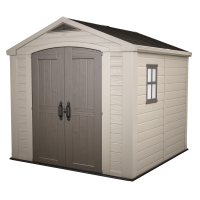 Keter Factor beis - Caseta de jard&iacute;n - Con ventana lateral - 256.5x255x243 cm