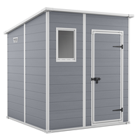 Keter Manor Pent gris - Caseta de jard&iacute;n - Con ventana delantera - 183.5x185x200 cm