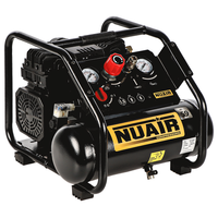 Nuair Siltek TB 6 - Compresor de aire el&eacute;ctrico port&aacute;til monof&aacute;sico silencioso, sin aceite - Motor 1.5 HP - 6 L