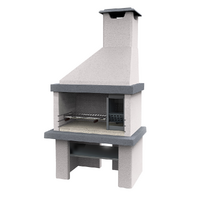 Edilmark Happy - Barbacoa de obra de le&ntilde;a y carb&oacute;n - Chimenea y fuego a la derecha