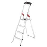 Hailo L60, 4 pelda&ntilde;os, 1.46 m - Escalera de aluminio con caballete - Ultraligera