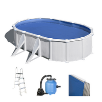 Gre Atlantis Ovalada 610x375x120cm - Piscina desmontable de acero - Filtro Aqualoon