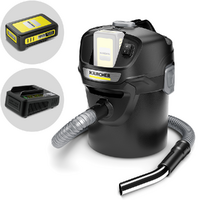 Karcher AD 2 Battery - Aspirador de cenizas con bid&oacute;n - Dep&oacute;sito de metal de 14 L - 18 V/2,5 Ah
