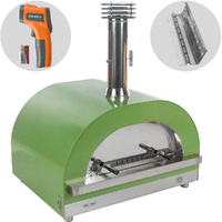 Clementi Gold - Horno de le&ntilde;a para pizza para exteriores - C&aacute;mara de cocci&oacute;n 80 x 60 - 4 pizzas - Verde