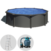 Gre Anthracite Redonda &Oslash;460 x 132 cm - Piscina desmontable de acero