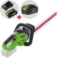 Greenworks G48HT - Cortasetos eléctrico de batería 48V 2Ah + batería 48V 2Ah gratis - Cuchilla de 51 cm