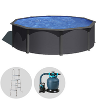 Gre Anthracite Redonda Ø460 x 120 cm - Piscina desmontable de acero