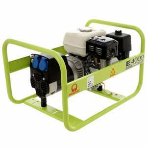Generador el&eacute;ctrico 2,6 kW monof&aacute;sico de gasolina Pramac E 4000 con motor Honda GX 200